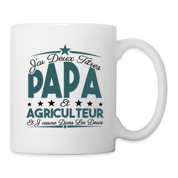 J'ai deux titres Papa et Agriculteur, Cadeau Papa. - Mug blanc - blanc - Droite