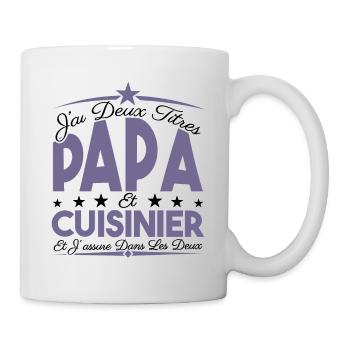J'ai deux titres Papa et Cuisinier, Cadeau Papa. - Mug blanc - blanc - Droite