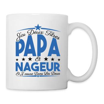 J'ai deux titres Papa et Nageur, Cadeau Papa. - Mug blanc - blanc - Droite