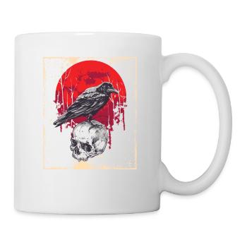 Gothique Crâne-Rouge Lune-Corneille Noire - Mug blanc - blanc - Droite