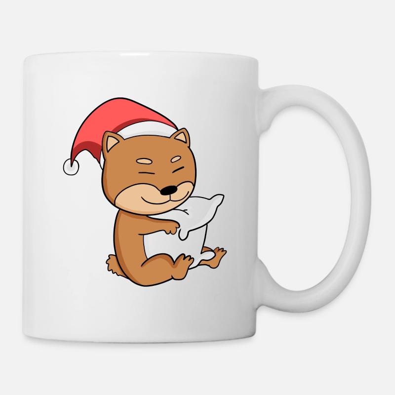 Shiba Inu Chien Noël Dormir Fatigué - Mug blanc - blanc