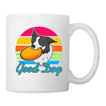Good Dog Cute Retro Dog Catching Designs - Tasse - Weiß - Rechts