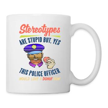 This Police Officer Love A Donut Funny Stereotypes - Tasse - Weiß - Rechts