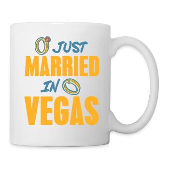 Just Married In VEGAS Cool Retro Vegas Wedding - Mug - white - Right