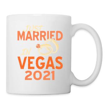 Just Married In Vegas 2021 Retro Vegas Wedding - Tasse - Weiß - Rechts