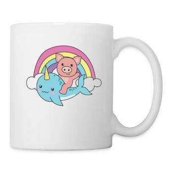 Narval Cochon Ocean Unicorn kawaii Arc-en-ciel - Mug blanc - blanc - Droite
