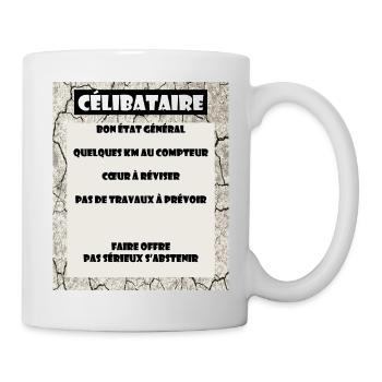 Célibataire Humour Annonce - Mug blanc - blanc - Droite
