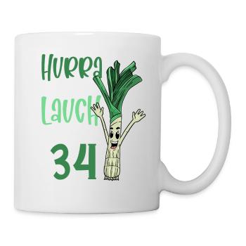 Hurra der Lauch wird 34 - Tasse - Weiß - Rechts