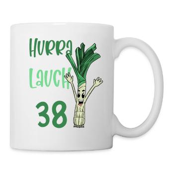 Hurra der Lauch wird 38 - Tasse - Weiß - Rechts
