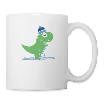 Ski T-Rex Ski Dino Hiver Montagnes Alpes Piste Ski - Mug blanc - blanc - Droite