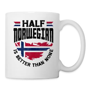 Drapeau de la Norvège La moitié norvégienne vaut mieux que rien - Mug blanc - blanc - Droite