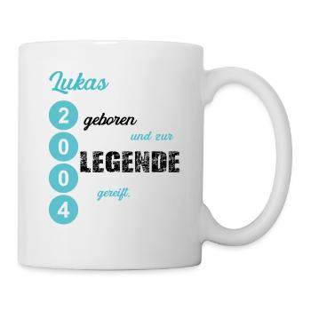 Lukas 2004 geboren Geburtstag Legende - Tasse - Weiß - Rechts