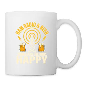 Ham radio & beer make me happy Amateur Operator - Tasse - Weiß - Rechts