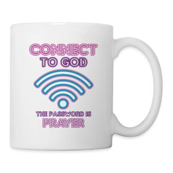 Verbunden Mit Gott, Passwort, Gebet. - Tasse - Weiß - Rechts