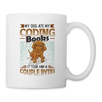 Dog Bytes Code Computer Joke Programming - Mug - white - Right