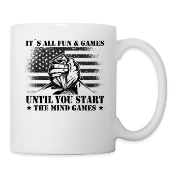 Armwrestler USA-Flaggen-Handdrücken - Tasse - Weiß - Rechts