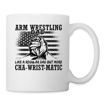 Armwrestler USA-Flaggen-Handdrücken - Tasse - Weiß - Rechts