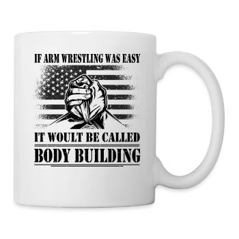 Armwrestler USA-Flaggen-Handdrücken - Tasse - Weiß - Rechts