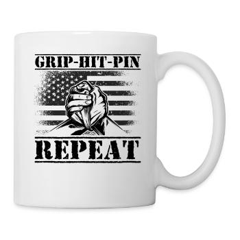Armwrestler USA-Flaggen-Handdrücken - Tasse - Weiß - Rechts