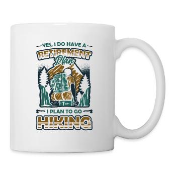Ruhestandsplan, Wandern, Rentner, Wanderer. - Tasse - Weiß - Rechts