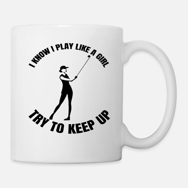 Golfspielerin Golf Mädchen Golfball Golfschläger - Tasse - Weiß
