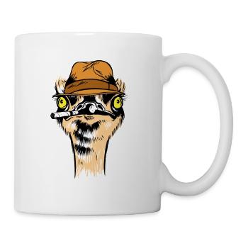 Detective Ostrich Animal Smoking Formal Suit - Mug - white - Right