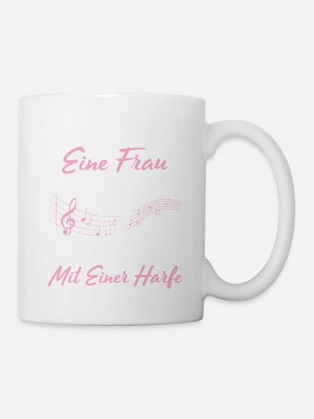 Unterschätze Niemals Eine Frau Mit Einer Harfe - Tasse - Weiß