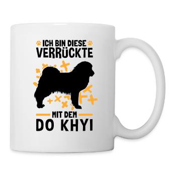 Die Verrückte mit dem Do Khyi Tibetdogge - Tasse - Weiß - Rechts