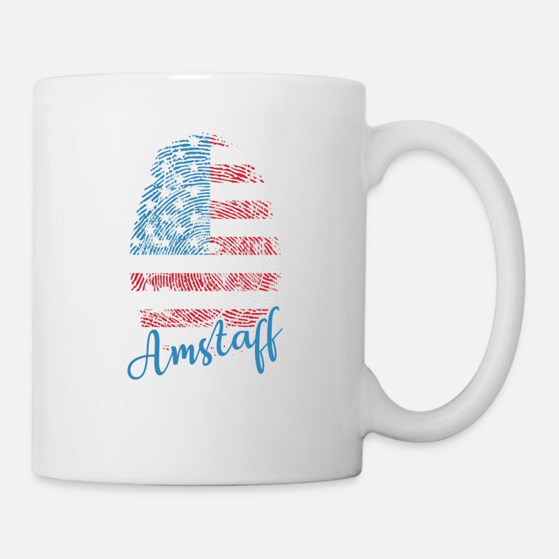 Drapeau des États-Unis Empreinte de pouce Tête de chien - Mug blanc - blanc