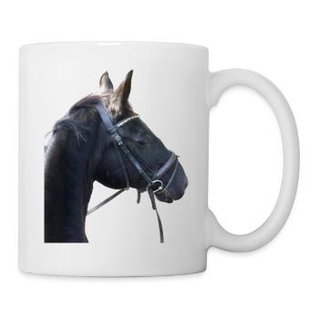 Pferdekopf eines Rappen mit Trense - Tasse - Weiß - Rechts