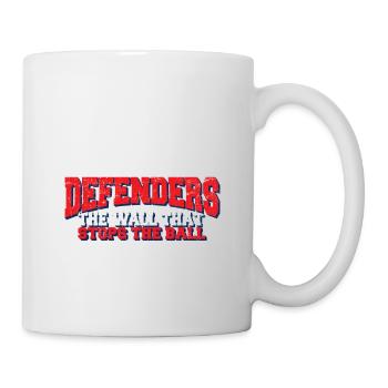 Drôle de citation de football Défenseurs de but Le mur s’arrête - Mug blanc - blanc - Droite