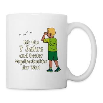 Ich bin 7 - Jungen Vogelbeobachtung - Tasse - Weiß - Rechts