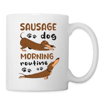Sausage Dog morning routine funny gift - Mug - white - Right
