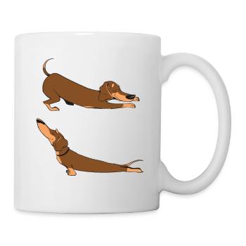 Cute Stretching Sausage Dog Dachshund - Mug - white - Right