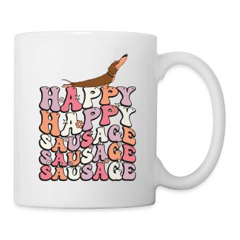 Happy Sausage Dog Groovy Dachshund 70s - Mug - white - Right