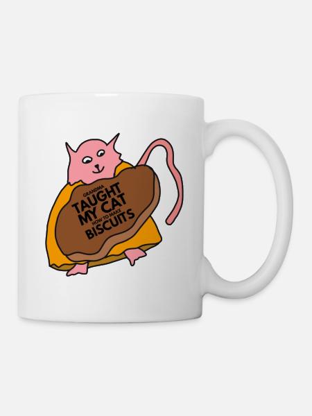 Grandma Taught My Cat How To Make Biscuits - Mug - white