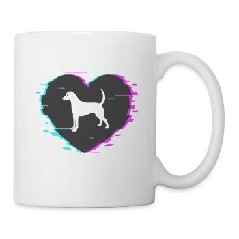 English Foxhound in the heart with retro look - Mug - white - Right