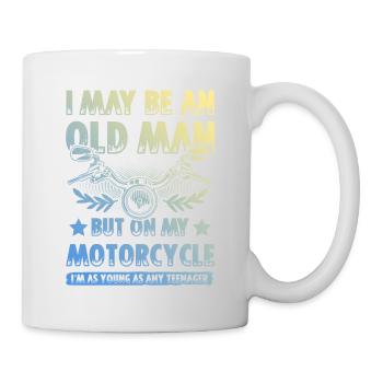 Motorrad alter mann - Tasse - Weiß - Rechts