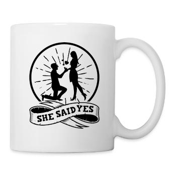 Proposition de fiançailles de couple de la Saint-Valentin Journée du cœur - Mug blanc - blanc - Droite