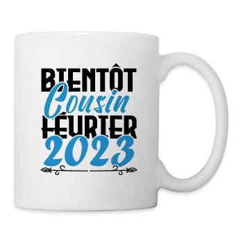 Annonce grossesse bientôt Cousin Février 2023. - Mug blanc - blanc - Droite