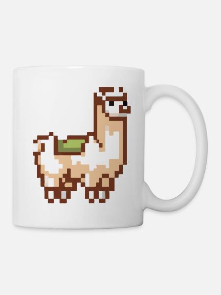 Pixel Alpaca Lama Pixel Art Gift Idea - Mug - white