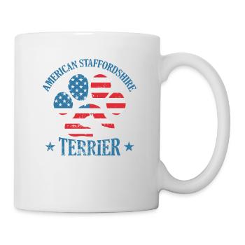 Staffordshire Terrier Paw dans le drapeau des États-Unis - Mug blanc - blanc - Droite