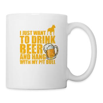 Il suffit de boire de la bière et de traîner avec mon pitbull - Mug blanc - blanc - Droite