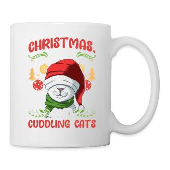 Cat Cuddle Animal Love Christmas, Love Cats - Mug - white - Right
