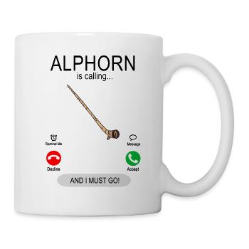 Alphorn is calling - Alpenmusik Alphornspieler - Tasse - Weiß - Rechts