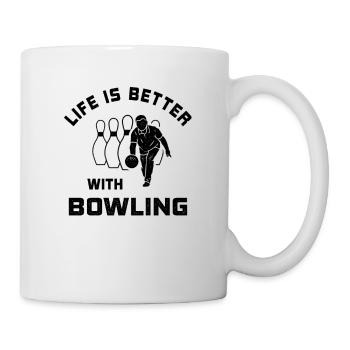 Das Leben ist besser mit Bowling Spruch Geschenk - Tasse - Weiß - Rechts