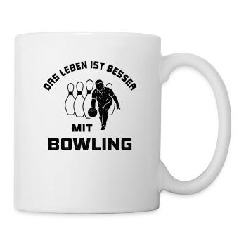 Das Leben ist besser mit Bowling Spruch Geschenk - Tasse - Weiß - Rechts