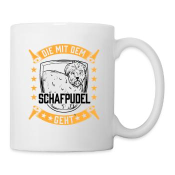 Die mit dem Schafpudel altdeutscher Hütepudel - Tasse - Weiß - Rechts