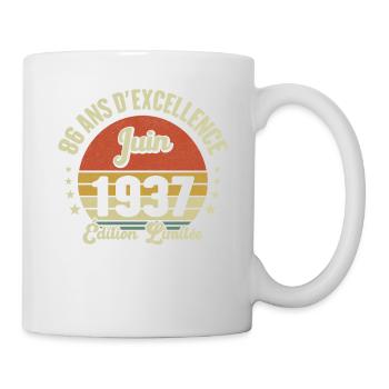 Juin 1937 86 Ans Anniversaire Vintage Idée Cadeau - Mug blanc - blanc - Droite