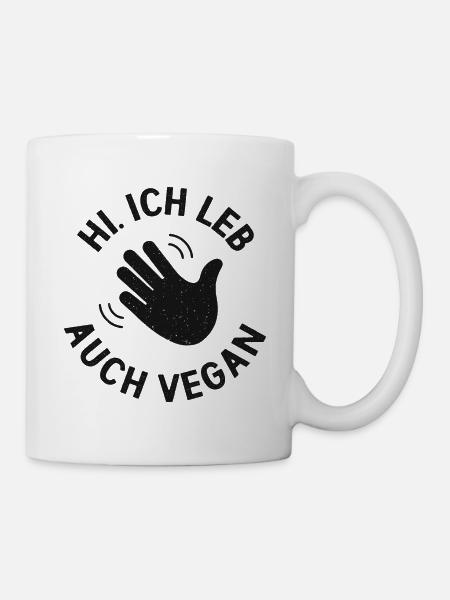 Hi, I also live vegan - Mug - white